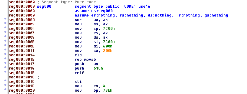 MBR bootstrap assembly code