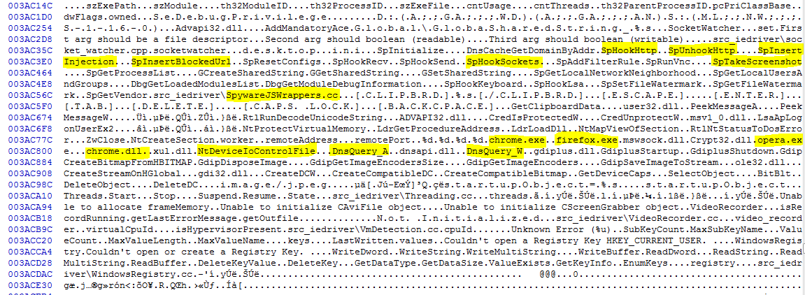 Strings from injected firefox.exe